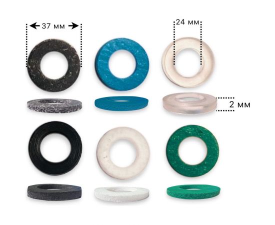 Набор прокладок Профитт 1 1/4"" резина, паронит, паронит мбс, паронит безасбестовый, фторопласт, пвх - по 2 шт. 1891900 – изображение 2