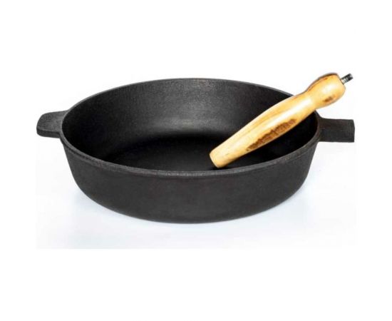 Чугунная сковорода Davr Metall 26 см, высота 6 см, со съемной ручкой сковорода(260х60) – изображение 2