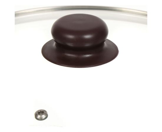 Крышка для посуды DANIKS стекло, 24 см, коричневый, металлический обод, кнопка бакелит, д4124k 427612 – изображение 2