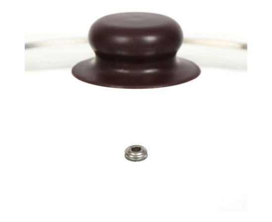 Крышка для посуды DANIKS стекло, 24 см, коричневый, металлический обод, кнопка бакелит, д4124k 427612 – изображение 4