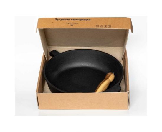 Чугунная сковорода Davr Metall 26 см, высота 6 см, со съемной ручкой сковорода(260х60) – изображение 4
