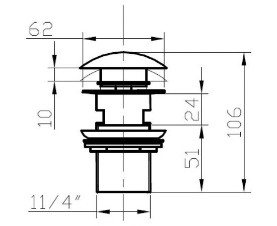 Донный клапан BRONZE DE LUXE без перелива, белый (керамическая крышка) 1001/1W – изображение 5