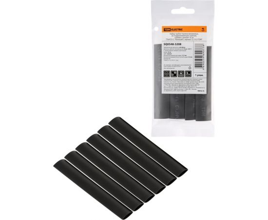 Набор термоусаживаемых клеевых трубок TDM ""Моноцвет, черный 12,7/4,3 "" SQ0548-3208 