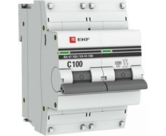 Автоматический выключатель EKF 2P 100А C 10kA ВА 47-100 PROxima SQmcb47100-2-100C-pro 