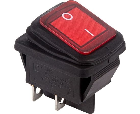 Клавишный выключатель REXANT 250v, 15а, (4с), on-off, красный, с подсветкой, влагозащита (rwb-507) 06-0307-C 