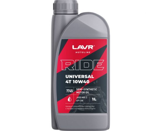 Моторное масло MOTO RIDE UNIVERSAL 4T 10W40 SM, 1 л LAVR Ln7745 