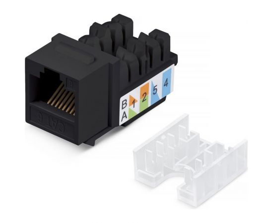 Вставка Keystone Cabeus Jack RJ-45, категория 6, заделка тип 110, черная, со стяжкой KJ-RJ45-Cat.6-90-SW-BK 