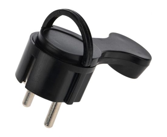 Плоская угловая вилка Евро REXANT с заземлением 16 А черная 16-0736 