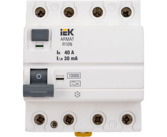 Выключатель дифференциального тока IEK ARMAT R10N 4P 40А 30мА тип A AR-R10N-4-040A030 