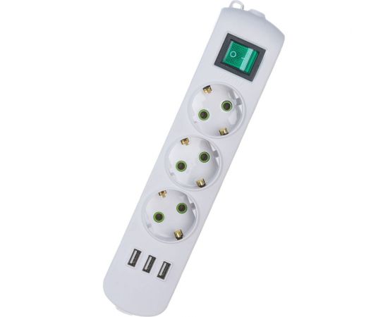 Колодка Lezard LETITIA с заземлением 3 входа с выключателем c USB разъёмом 721-0300-302U 