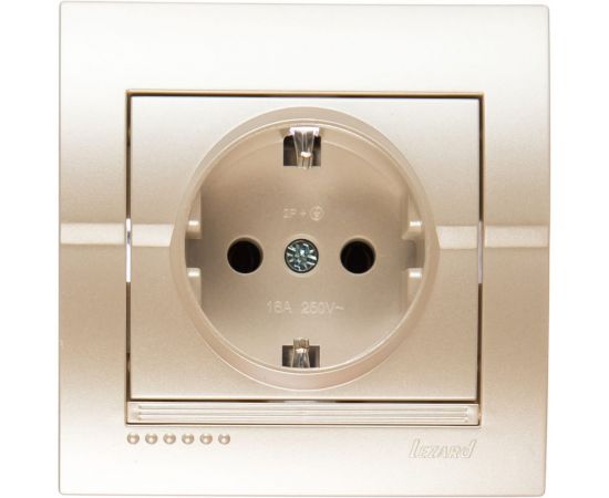 Розетка Lezard DERIY, с заземлением, керамика, жемчужно-белая, металлик, 702-3030-122 