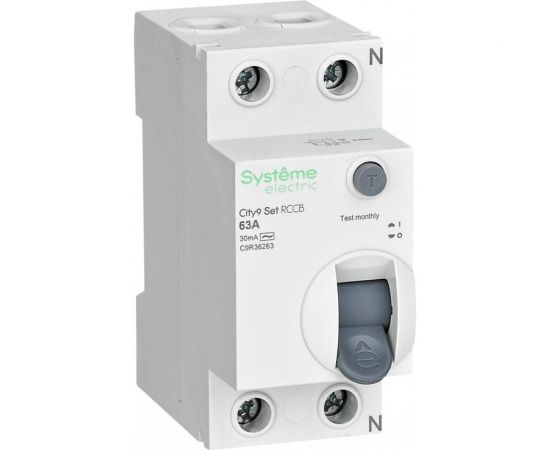 Выключатель дифференциального тока Systeme Electric City9 set вдт 63а 2p 30ма тип-ac 230в C9R36263 