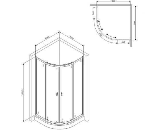 Душевое ограждение AM.PM X-Joy Twin Slide без поддона, 90x90, профиль черный W88G-205-090BT64 – изображение 12