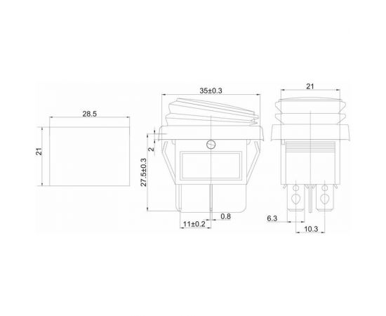 Клавишный выключатель REXANT 250v, 15а, (4с), on-off, красный, с подсветкой, влагозащита (rwb-507) 06-0307-C – изображение 2