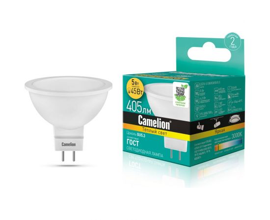 Светодиодная лампа JCDR 5Вт 220В Camelion LED5-S108/830/GU5.3 12041 – изображение 2