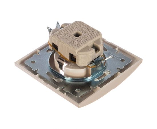 Розетка Lezard DERIY, с заземлением, керамика, жемчужно-белая, металлик, 702-3030-122 – изображение 2