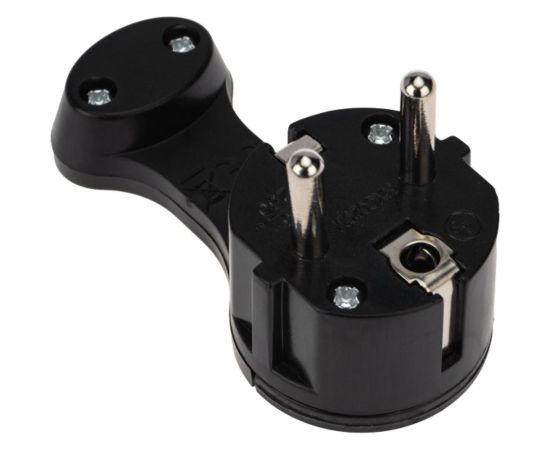 Плоская угловая вилка Евро REXANT с заземлением 16 А черная 16-0736 – изображение 2