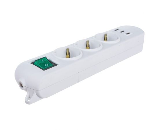 Колодка Lezard LETITIA с заземлением 3 входа с выключателем c USB разъёмом 721-0300-302U – изображение 2