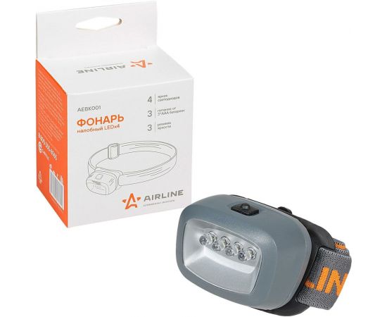 Налобный фонарь AIRLINE на батарейках LEDx4 AEBK001 – изображение 2