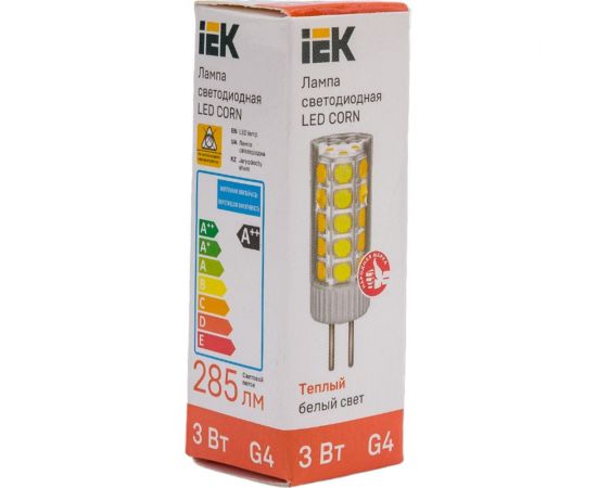 Светодиодная лампа IEK corn капсула 3вт 12в 3000к керамика g4 LLE-CORN-3-012-30-G4 – изображение 2