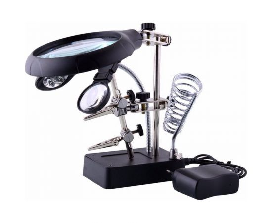 Набор для пайки 0: Паяльник 60вт., подставка, флюс, канифоль, кислота, припой, лупа третья рука, подсветка Pro Legend PL4437_60 – изображение 3