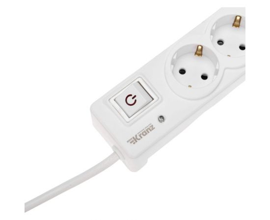 Сетевой фильтр KRANZ 5 гнезд, 5м, 3x1,5мм?, с автовыкл, 2 usb, белый 13-4701 – изображение 3
