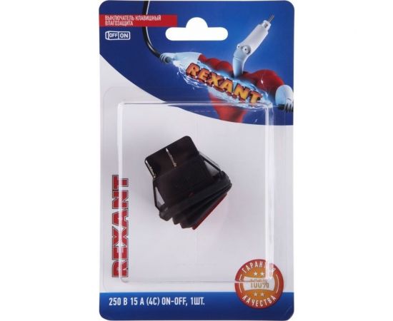 Клавишный выключатель REXANT 250v, 15а, (4с), on-off, красный, с подсветкой, влагозащита (rwb-507) 06-0307-C – изображение 3