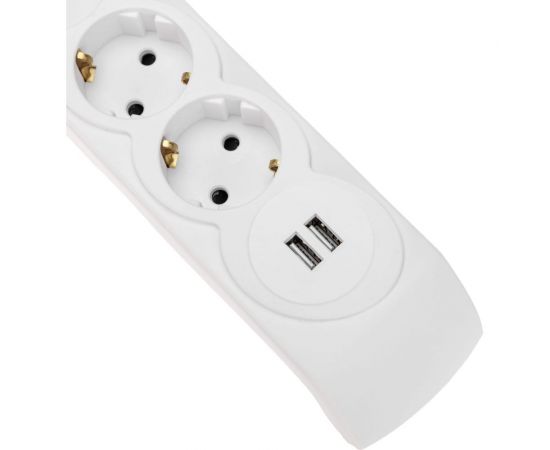 Сетевой фильтр KRANZ 5 гнезд, 5м, 3x1,5мм?, с автовыкл, 2 usb, белый 13-4701 – изображение 4