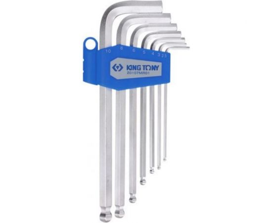 Набор Г-образных шестигранников с шаровым окончанием (2,5-10 мм, 7 предметов) KING TONY 20107MR01 