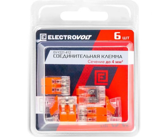Универсальная 2-х проводная клемма ELECTROVOLT 221-412 6 штук/упаковка EV-Y221-412_6 