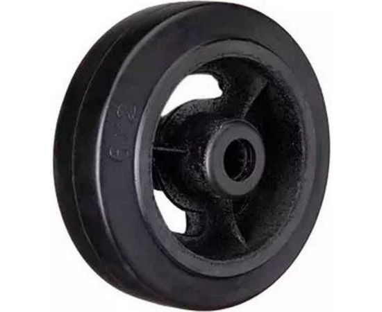 Большегрузное чугунное колесо D 46 100 мм, без крепления (черная резина, роликоподшипник) TOR 1027160 