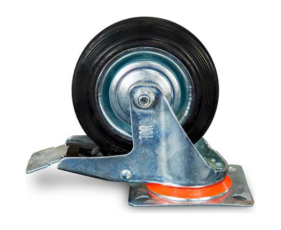 Колесо поворотное резиновое MW120 160 мм с тормозом TOR 1022090 