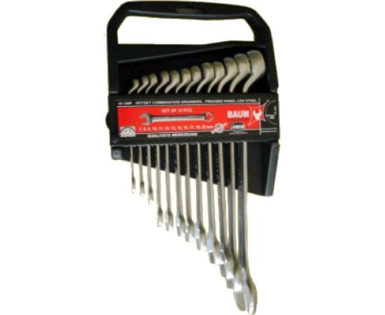 Набор комбинированных ключей BAUM 75 градусов, в пластиковом держателе, 12 предметов 40-12MP 