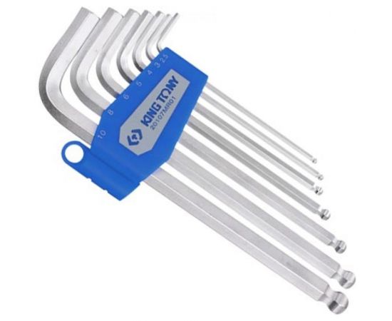 Набор Г-образных шестигранников с шаровым окончанием (2,5-10 мм, 7 предметов) KING TONY 20107MR01 – изображение 2