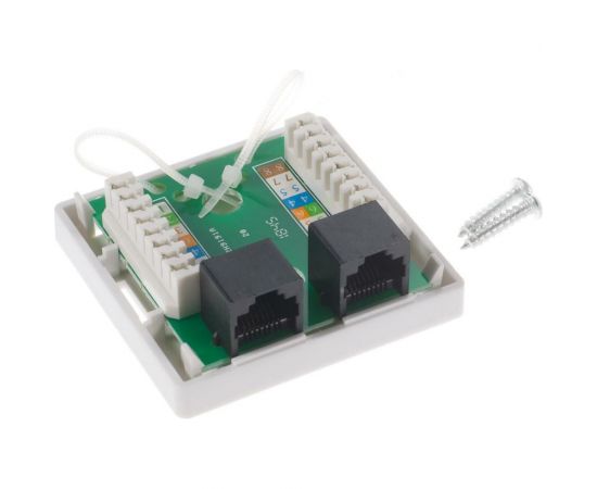 Универсальная розетка на 2 порта RJ-45, 8p8c, TWIST cat. 6, на плате, J-8P8C-C6-2P-TWCS – изображение 3