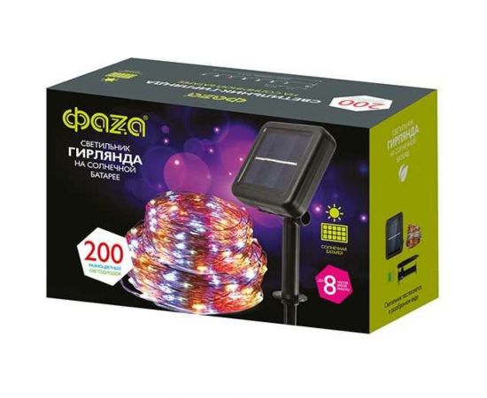 Солнечный светильник ФАZА SLR-G03-200M нить, мультицвет, 200 LED 5036406 – изображение 4