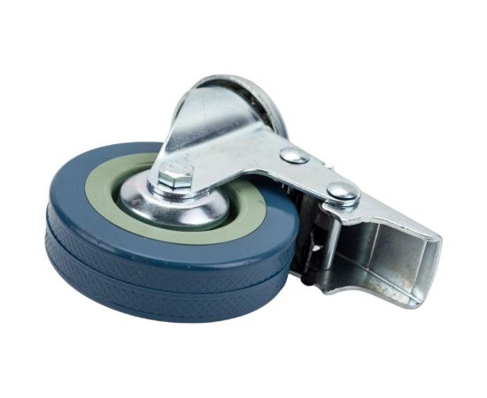 Колесо серая резина под болт отверстие 10 мм с тормозом SCHGB93 75 мм MFK-TORG 3057075 – изображение 4