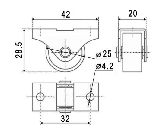 Колесо неповоротное 25 мм, черный пластик, с крепежом, М4x12 мм Brante 104322 – изображение 7