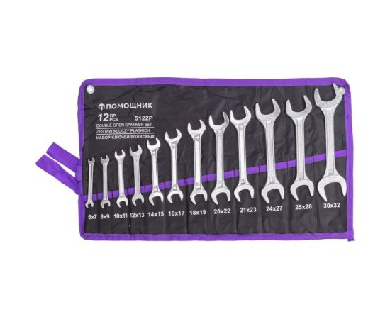 Набор рожковых ключей Помощник 6x7, 8x9, 10x11, 12x13, 14x15, 16x17, 18x19, 20x22, 21x23, 24x27, 25x28, 30x32 мм, 12 предметов 5122P(56767) 