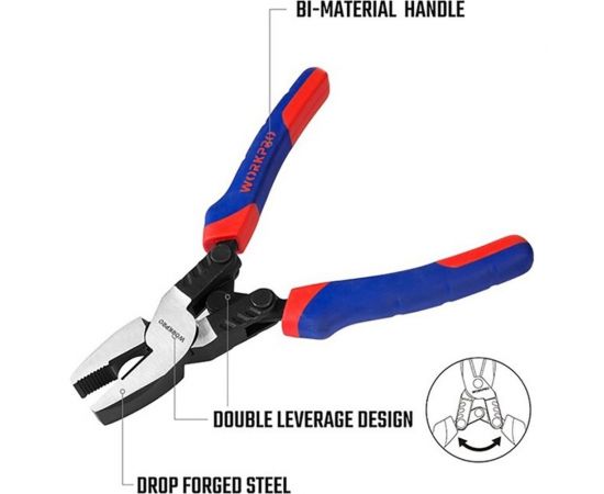 Комбинированные плоскогубцы для тяжелых работ WORKPRO 200 мм, 8 дюймов WP231089 