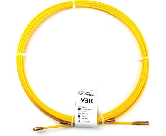 Протяжка для кабеля OlmiOn УЗК, мини, d=4,5 мм, L=100 м, в бухте, желтый СП-Б-4,5/100 