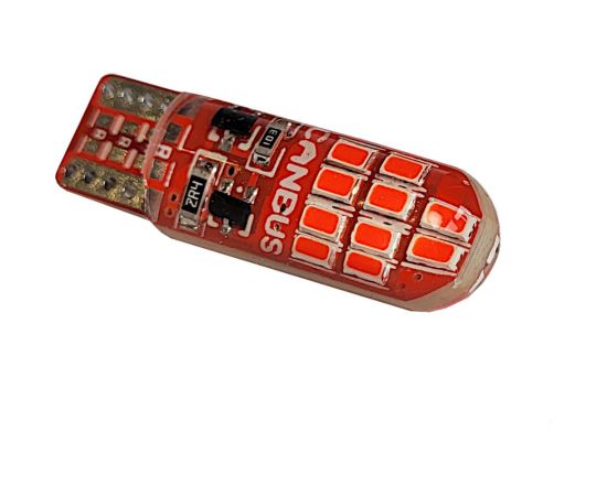 Светодиод Nord-Yada 12 В, T10, W5W, 20x3014SMD, c обманкой, красный 2 шт 908828 