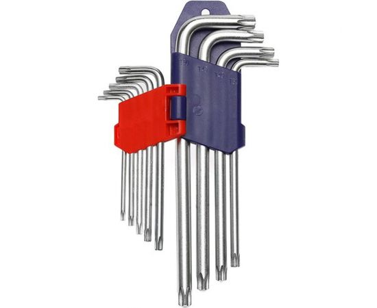 Набор Г-образных ключей WORKPRO 9шт TORX с отверстием WP222002 – изображение 2