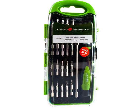 Трещоточная отвёртка для точных работ с битами Дело Техники 1/8, 22 предметов 787122 – изображение 2