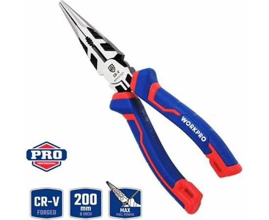 Длинногубцы WORKPRO 200 мм, 8 дюймов, CR-V WP231021 – изображение 2