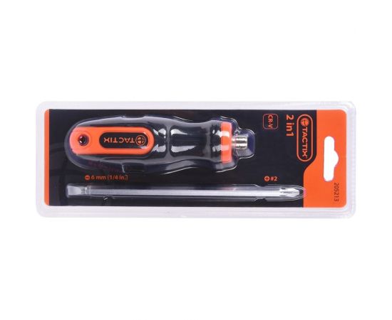 Отвертка TACTIX ERGO 2 в 1, шлиц 6x125 мм, РН2x125 мм 205213 – изображение 2
