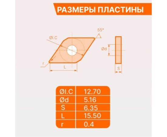 Пластина твердосплавная DNMG150604-GM JT1225 СпецТехИнструмент DNMG150604GMJT1225STI – изображение 2
