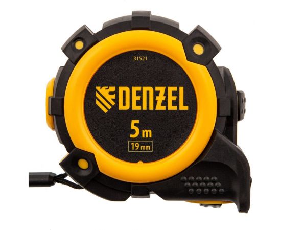 Рулетка Denzel 5 м, 19 мм, автоматическая фиксация, нейлоновое покрытие, магнит. зацеп, двухсторонняя разметка 31521 – изображение 3