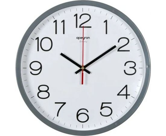 Настенные часы Apeyron круглые, цвет корпуса серый, пластик, 30 см, источник питания 1 батарейка АА PL213032 