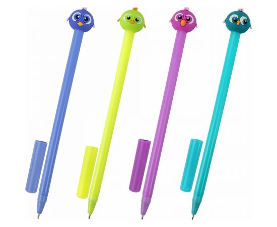 Шариковая ручка ЮНЛАНДИЯ с топпером П??енец корпус ассорти, синяя, узел 0.7 мм 143811 